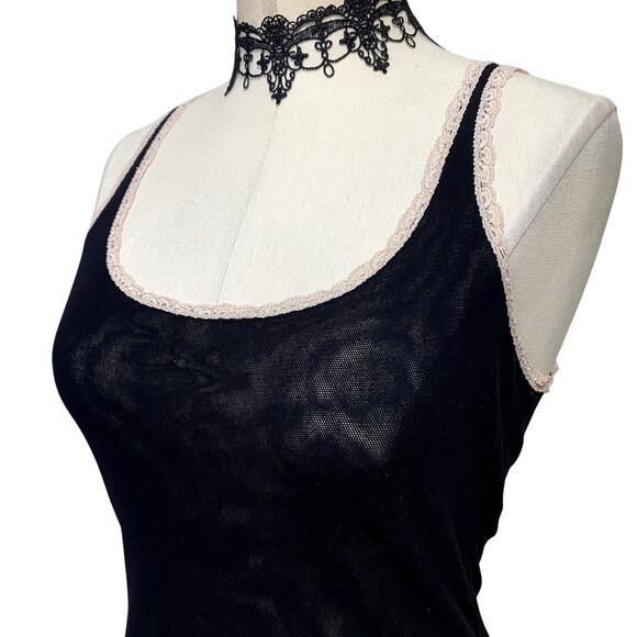Cosabella Made in Italy Sheer Mesh Pink Lace Burnout Goth Grunge Raver Tank Top - Picture 5 of 10